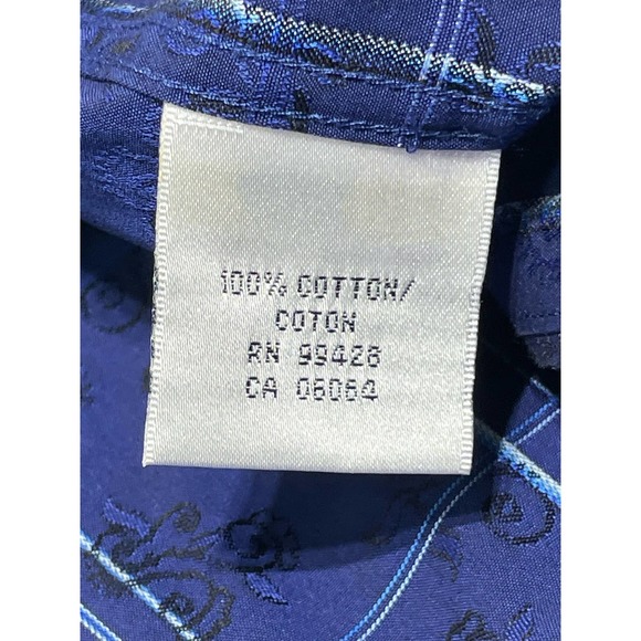 Bugatchi Long Sleeve Dress Shirt Blue Pattern EUC - Picture 5 of 6